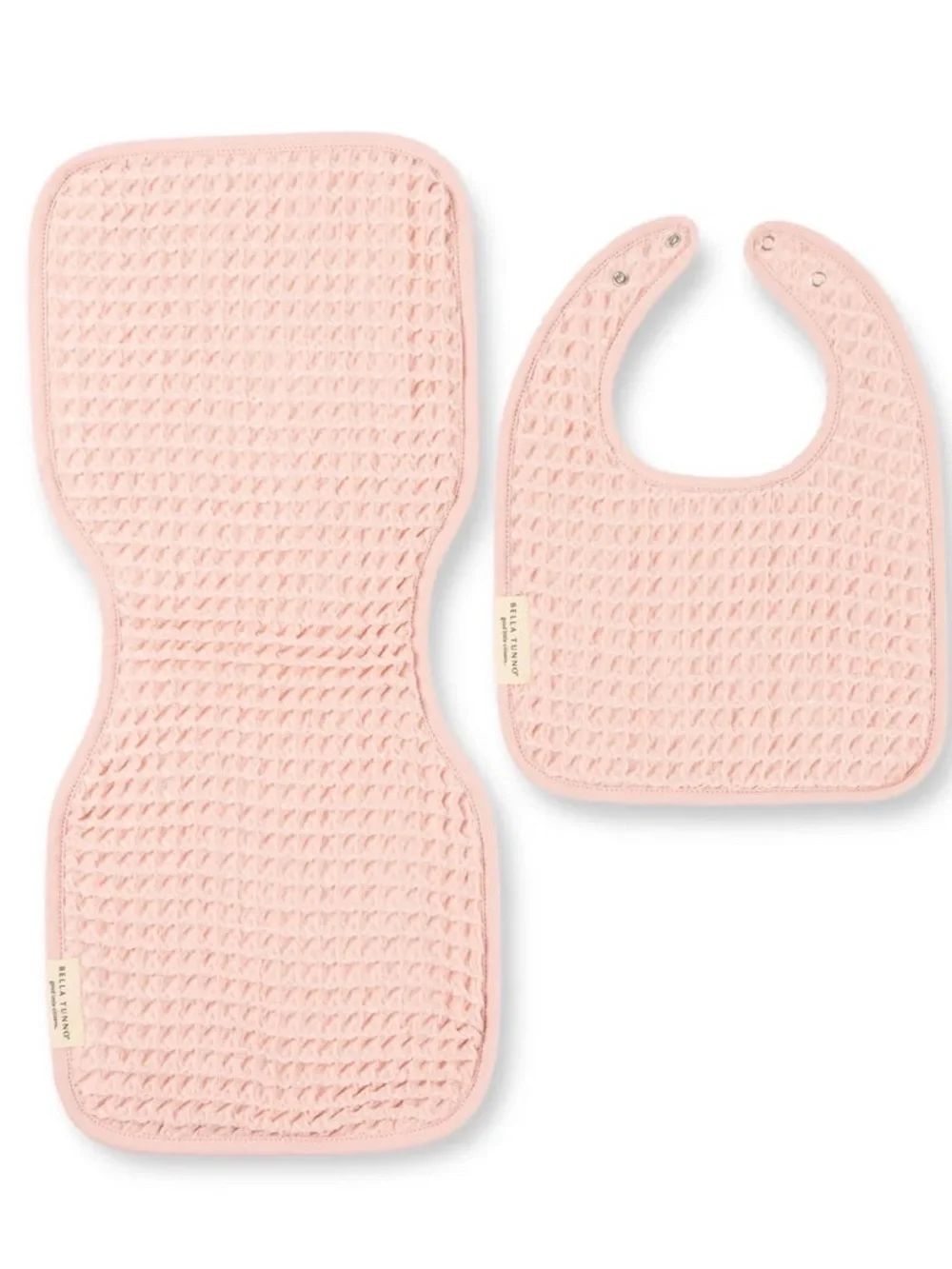NWT Bella Tunno Reversible Bib and Newborn Large Burp Cloth Set- Color Blush